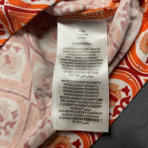 Boden Geometric Print Jersey Knit Puff Sleeve Dress Orange Women's US Size 2 - Picture 8 of 9